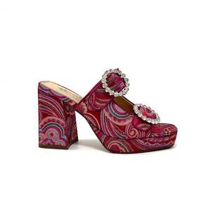 NEW EXE women's luna block heel sandal in fuchsia / multi